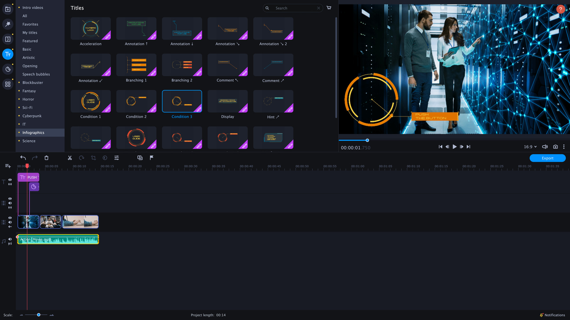 Movavi Video Editor Plus 2021 Effects - Technology Set Steam CD Key