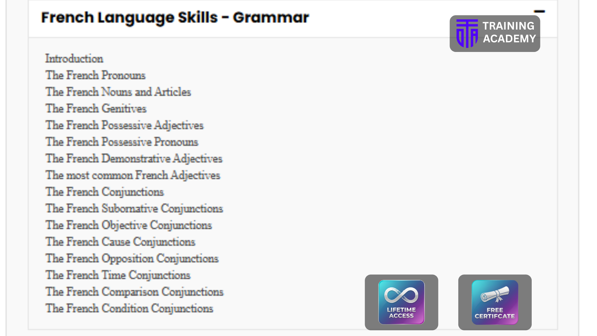 French Language Skills - Grammar Course Online Training Academy