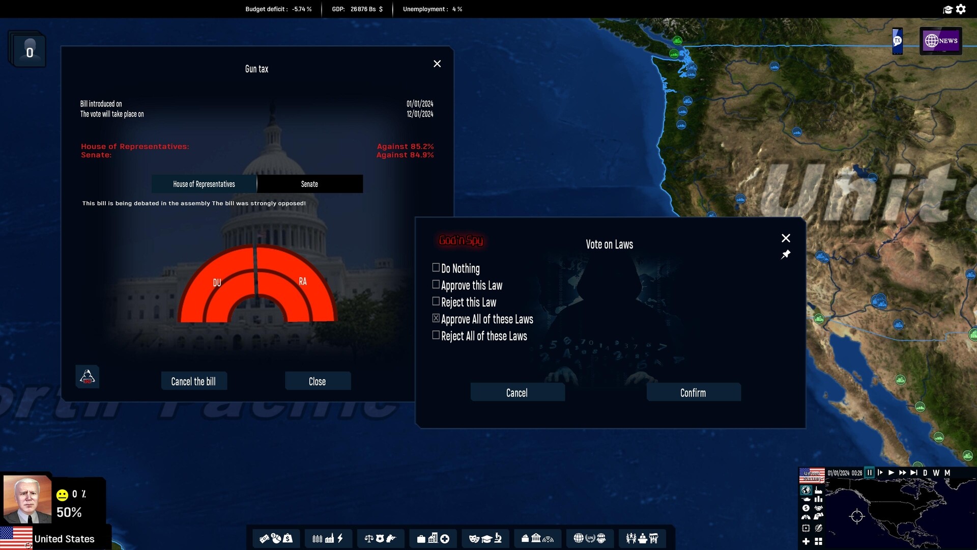 Geo-Political Simulator - God'n Spy 2026 Edition Add-on DLC PC Steam CD Key
