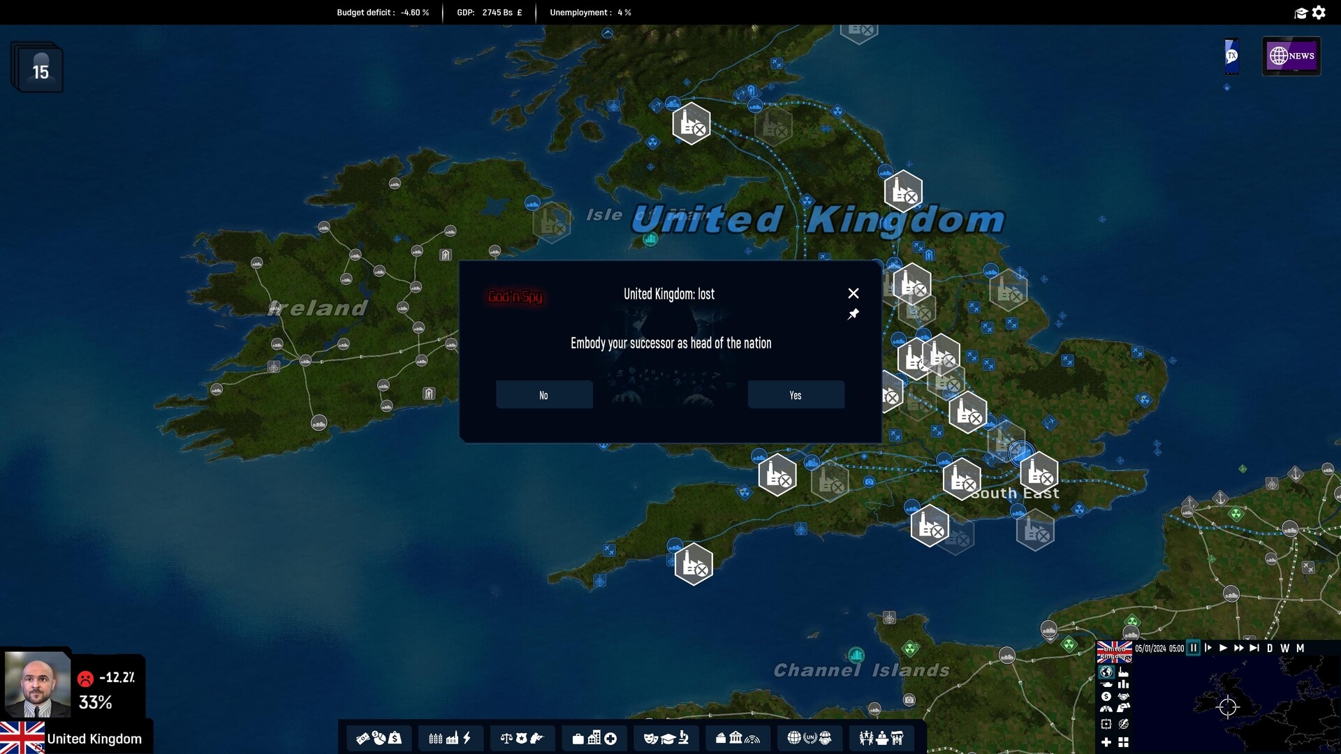 Geo-Political Simulator - God'n Spy 2026 Edition Add-on DLC PC Steam CD Key